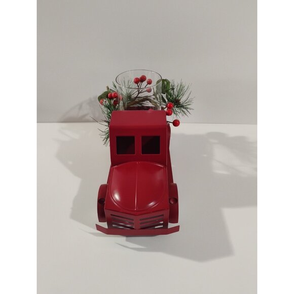 Holiday Time Christmas Farm Truck Hurricane Candle Holder, Red New - Picture 13 of 16